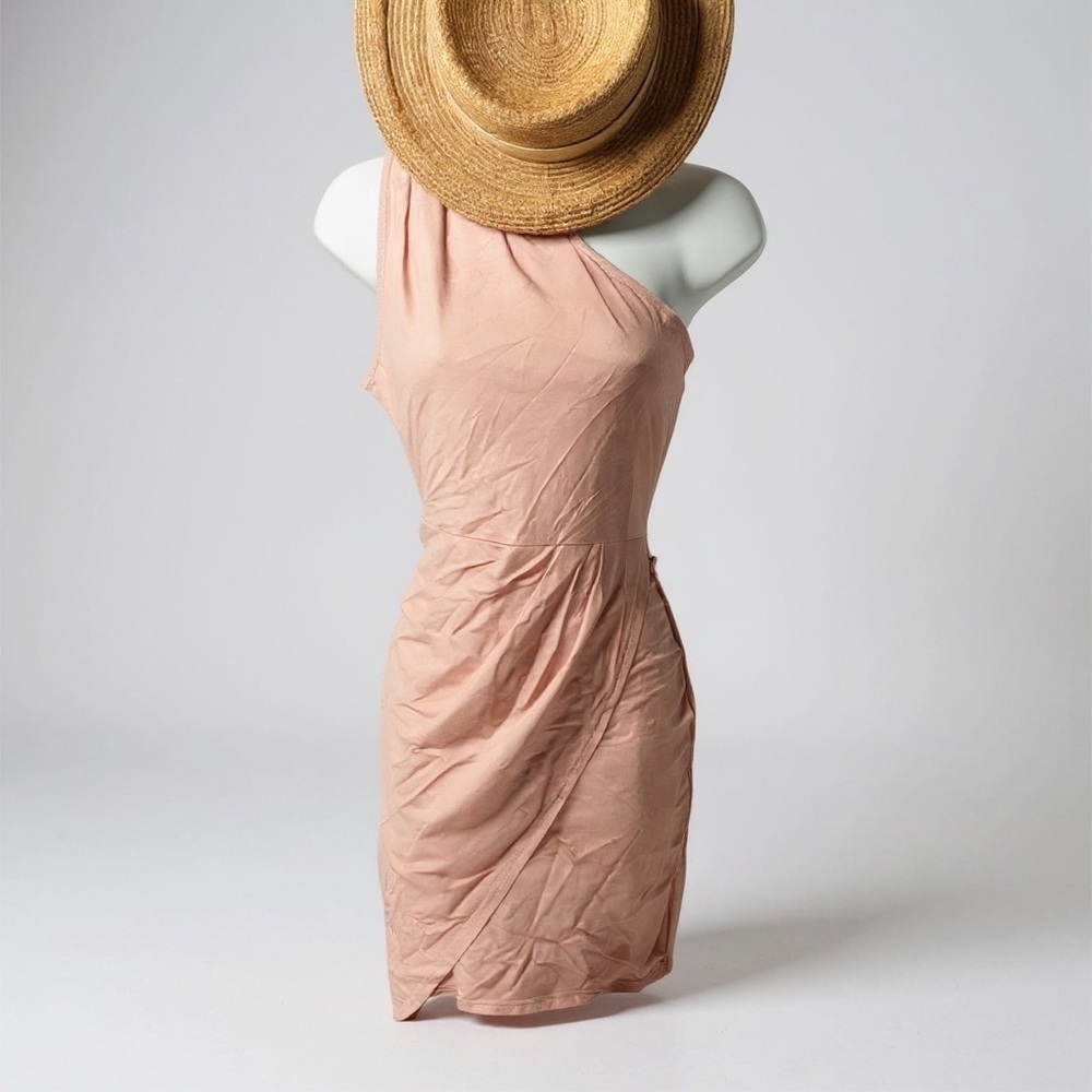 PRETTYGARDEN One-Shoulder Ruched Bodycon Mini Dress – Pink | Size S | NWT